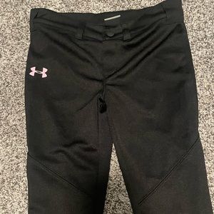 Black underarmour softball pants size 6 girls